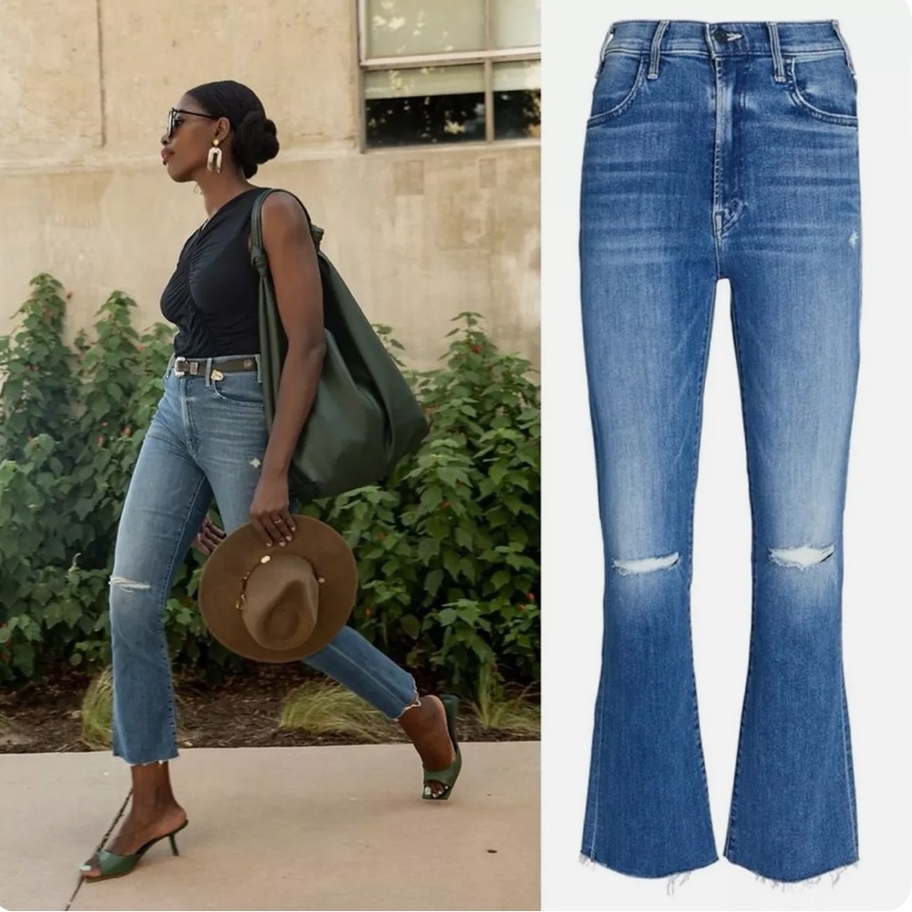 Mother Denim Hustler Flare Distressed Jeans in Can’t Stop Staring Size 26